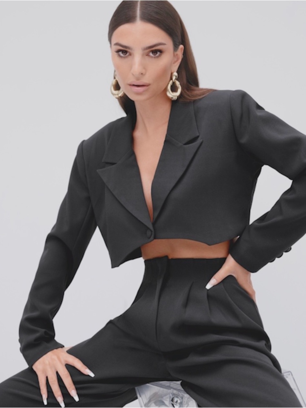 Nasty GAL Cropped Black Blazer Size 8